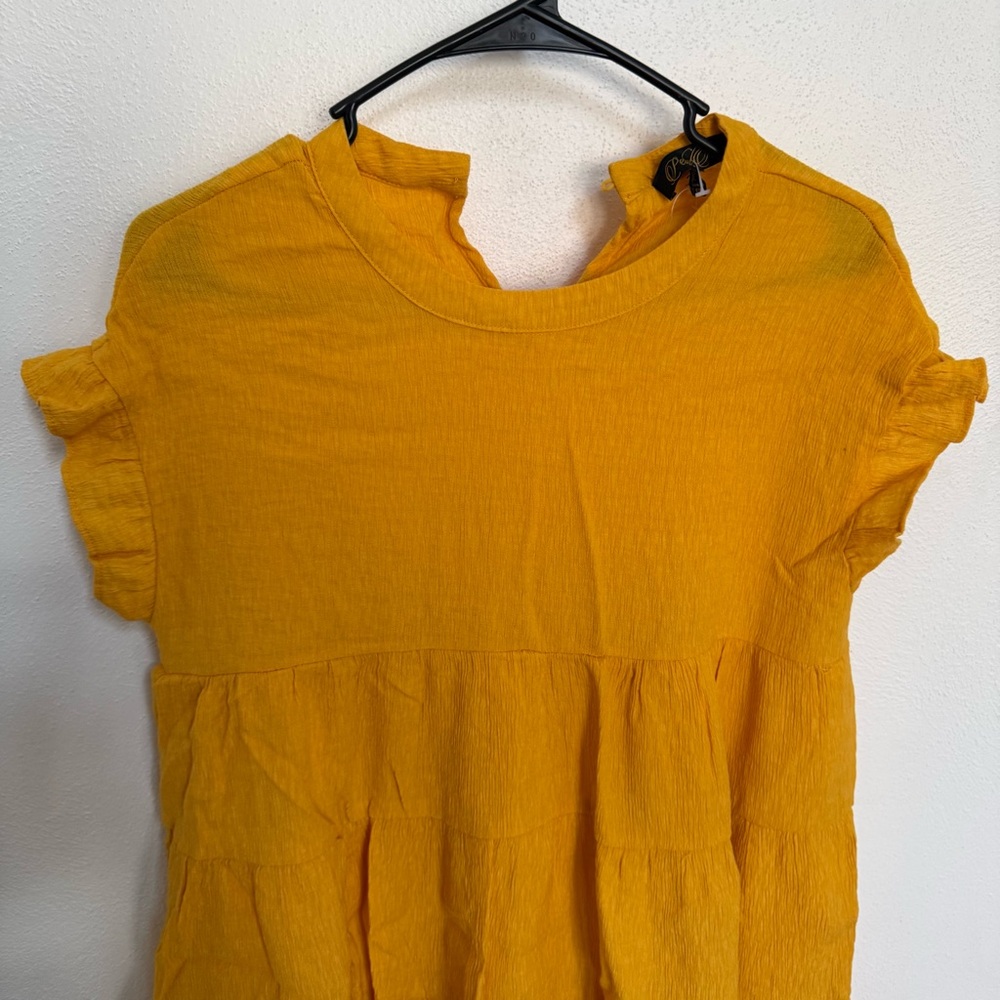 Petal Roz Mustard Ruffle Mini Dress - Picture 3 of 9